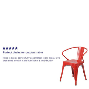Commercial Grade Red Metal Indoor-Outdoor Chair with Arms