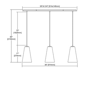 Connor 3-Light Linear Pan Pendant, Satin Nickel