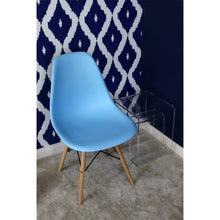 Contemporary Retro Molded Blue Accent Plastic Dining Shell Chair (Set of 1)