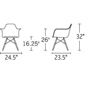 Woolen Fabric Dining Armchair with Wood Eiffel Legs