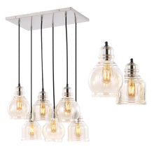 Cooper 18.88" 6-Light Bohemian Farmhouse Iron/Glass Cluster LED Pendant, Nickel/Champagne by JONATHAN Y