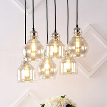 Cooper 18.88" 6-Light Bohemian Farmhouse Iron/Glass Cluster LED Pendant, Nickel/Champagne by JONATHAN Y