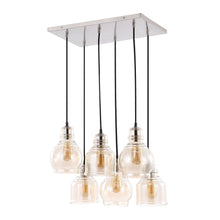 Cooper 18.88" 6-Light Bohemian Farmhouse Iron/Glass Cluster LED Pendant, Nickel/Champagne by JONATHAN Y