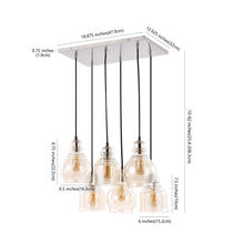 Cooper 18.88" 6-Light Bohemian Farmhouse Iron/Glass Cluster LED Pendant, Nickel/Champagne by JONATHAN Y