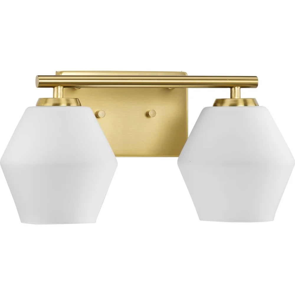 Copeland Collection Two-Light Brushed Gold Vanity Mid-Century Modern Vanity Light - 15 in x 7 in x 7.5 in