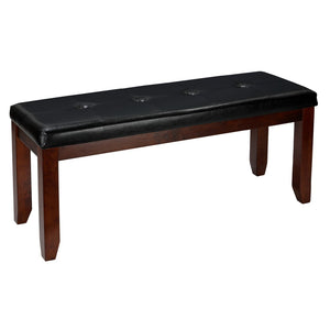 Cortesi Home Mandi Tufted Black Faux Leather Dining Bench