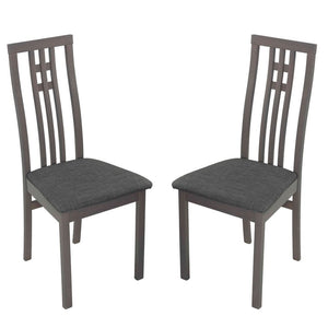 Cortesi Home Set of 2 Paris Dining Chair in Charcoal Fabric, Gray