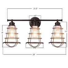 Costway 3-Light Vanity Light Metal Wire Cage Wall Sconce Bathroom - See Details