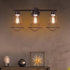 Costway 3-Light Vanity Light Metal Wire Cage Wall Sconce Bathroom - See Details