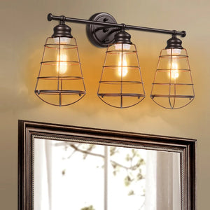 Costway 3-Light Vanity Light Metal Wire Cage Wall Sconce Bathroom - See Details