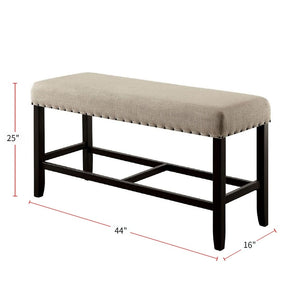 Counter Height Seating Bench in Antique Black and Beige