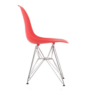 CozyBlock Red Molded Plastic Dining Side Chair with Steel Wire Eiffel Legs