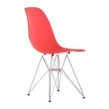 CozyBlock Red Molded Plastic Dining Side Chair with Steel Wire Eiffel Legs