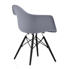 CozyBlock Scandinavian Dark Grey Molded Plastic Dining Arm Chair with Black Wood Eiffel Legs