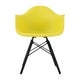 CozyBlock Scandinavian Light Yellow Molded Plastic Dining Arm Chair with Black Wood Eiffel Legs