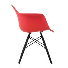 CozyBlock Scandinavian Red Molded Plastic Dining Arm Chair with Black Wood Eiffel Legs (Set of 2)