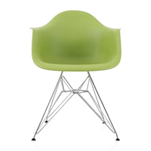 CozyBlock Set of 2 Green Molded Plastic Dining Arm Chair with Steel Eiffel Legs