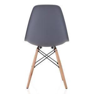 CozyBlock Set of 2 Molded Dark Gray Plastic Dining Shell Chair with Beech Wood Eiffel Legs