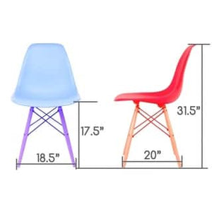 CozyBlock Set of 2 Molded Light Gray Plastic Dining Shell Chair with Dark Walnut Wood Eiffel Legs