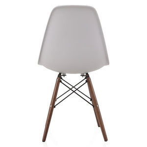 CozyBlock Set of 2 Molded Light Gray Plastic Dining Shell Chair with Dark Walnut Wood Eiffel Legs