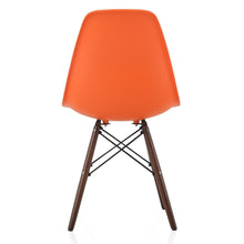 CozyBlock Set of 2 Molded Orange Plastic Dining Shell Chair with Dark Walnut Wood Eiffel Legs