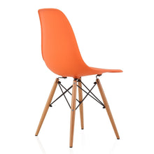 CozyBlock Slope Orange Molded Plastic Dining Side Chair with Beech Wood Eiffel Legs