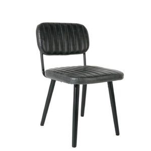 DF Jake Black Leather Dining Chair