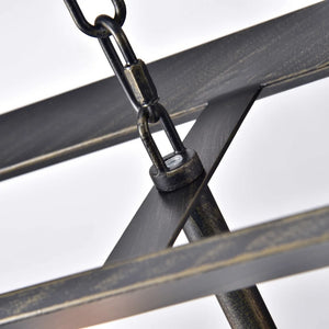 Daniela Antique Black Metal Frame 5-Light Trapezoid Pendant Chandelier