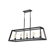 Daniela Antique Black Metal Frame 5-Light Trapezoid Pendant Chandelier