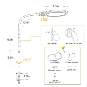 Dimmable LED Desk/Reading Table Lamp Foldable with Remote