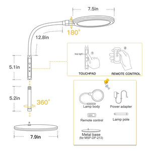 Dimmable LED Desk/Reading Table Lamp Foldable with Remote