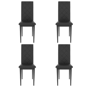 Dining Chair 4Pc High Back Kitchen & Living Room Leather Chair Black