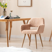 Dining Chairs with Faux Fur, Mid Century Side Chairs with Solid Painting Steel Leg for Dining Room