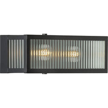 Dwyer Collection 2-Light Matte Black Clear Ribbed Glass Farmhouse Bath Vanity Light