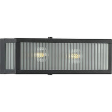 Dwyer Collection 2-Light Matte Black Clear Ribbed Glass Farmhouse Bath Vanity Light