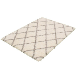 Ivory Diamond Casual Shag Area Rug