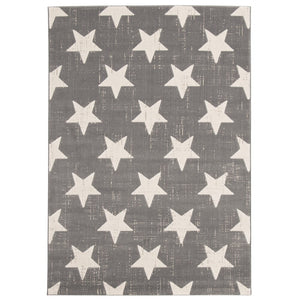 Grey Star Pattern Modern Contemporary Soft Rug