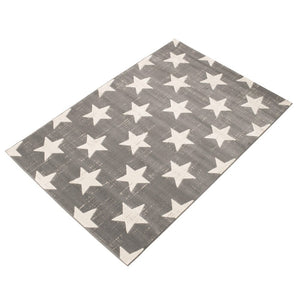 Grey Star Pattern Modern Contemporary Soft Rug