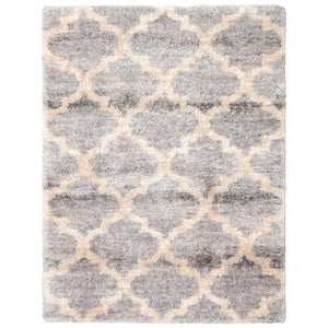 Modern Contemporary Grey Trellis Shag Area Rug