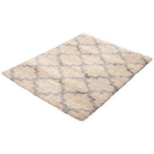 Modern Contemporary Grey Trellis Shag Area Rug