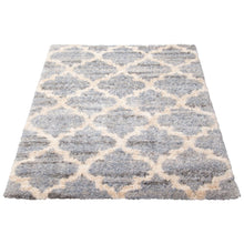 Modern Contemporary Grey Trellis Shag Area Rug