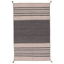 Arizona Blue Black Flat-weave Wool Kilim