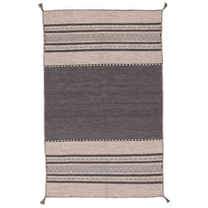 Arizona Blue Black Flat-weave Wool Kilim