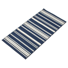 Indoor/ Outdoor Ivory Blue Nsvy Stripes Soft  Rug