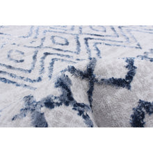 Moroccan Blue Grey Casual Soft Rug