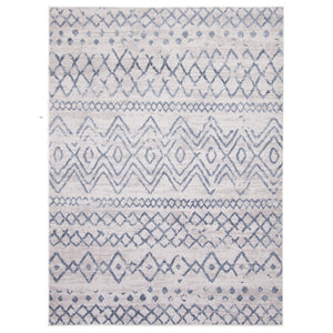 Moroccan Blue Grey Casual Soft Rug
