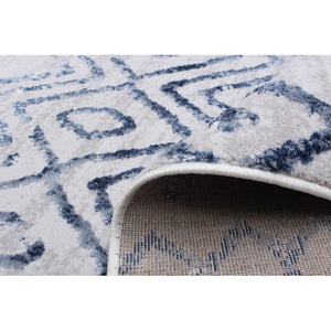 Moroccan Blue Grey Casual Soft Rug