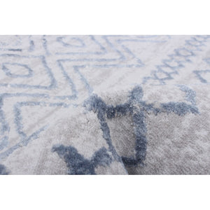 Moroccan Blue Grey Casual Soft Rug