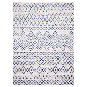 Moroccan Blue Grey Casual Soft Rug