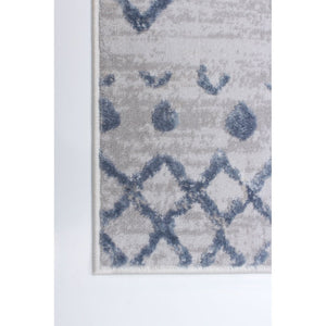 Moroccan Blue Grey Casual Soft Rug